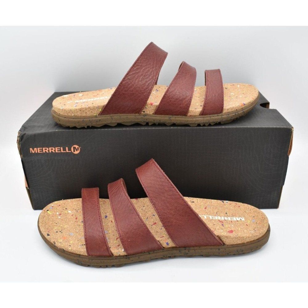 Merrell Womens Size 8 Napa Valley Slide Merlot Slip On Red Sandals Shoes